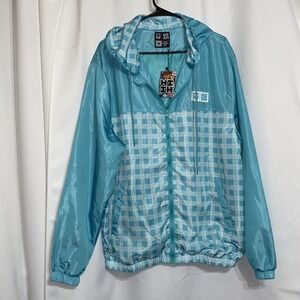 Hawaii's Finest Lightweight Windbreaker Jacket Hoodie Teal Medium Polyester NWT